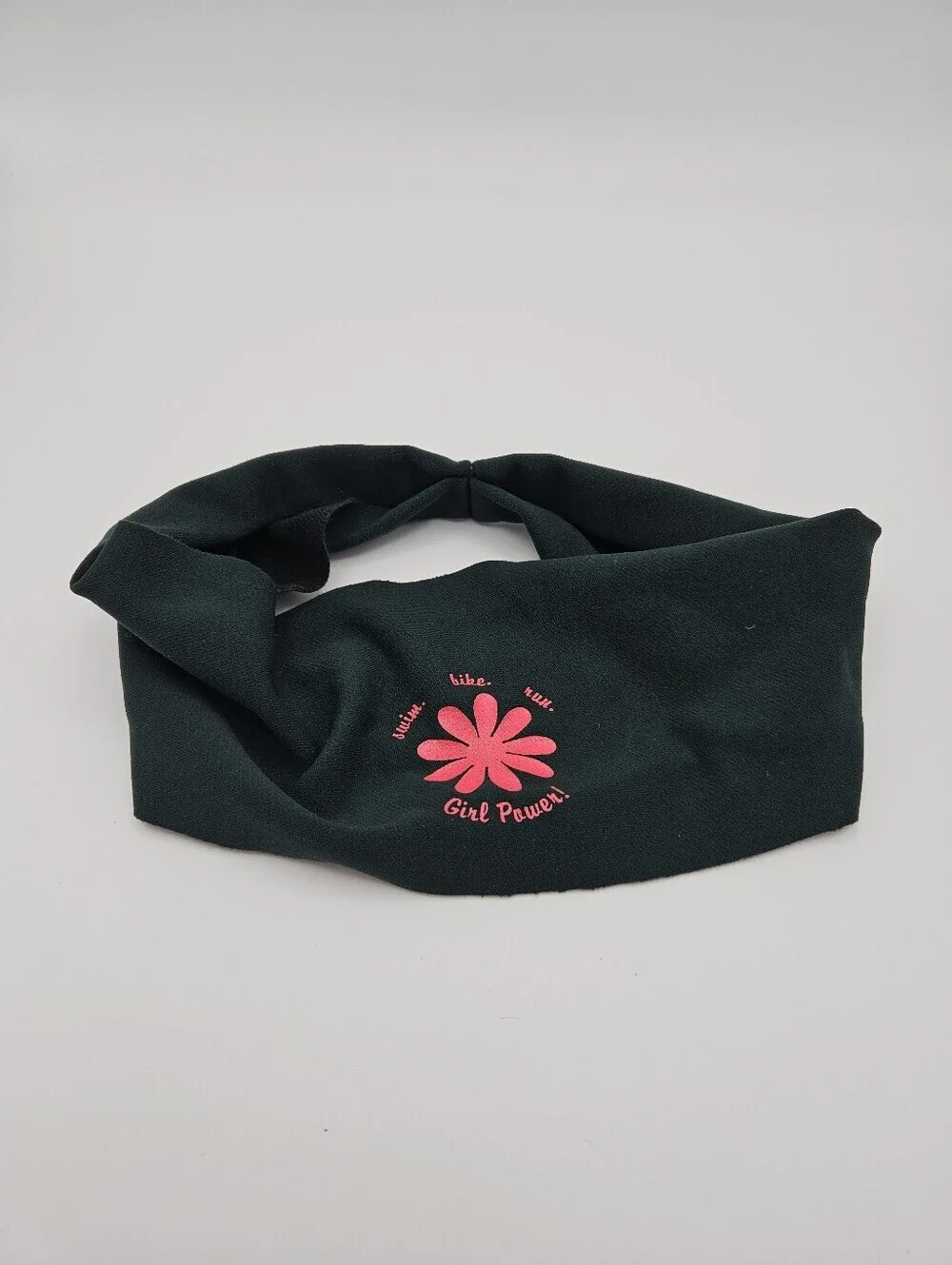 bondiband dark green athletic headband Swim Bike Run Girl Power!